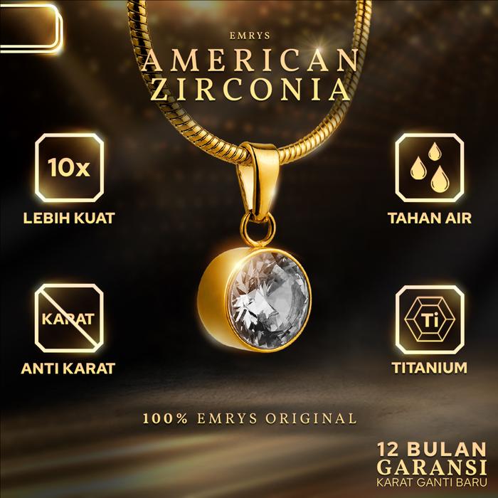 BUY 1 FREE 1 GIFT Emrys Liontin Set AMERICAN SWAROVSKI Kalung Pria Wanita