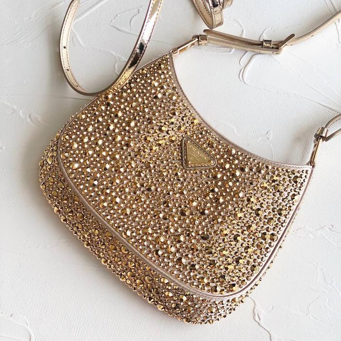 PRADA Bag Cleo Crystal Gold Platinum