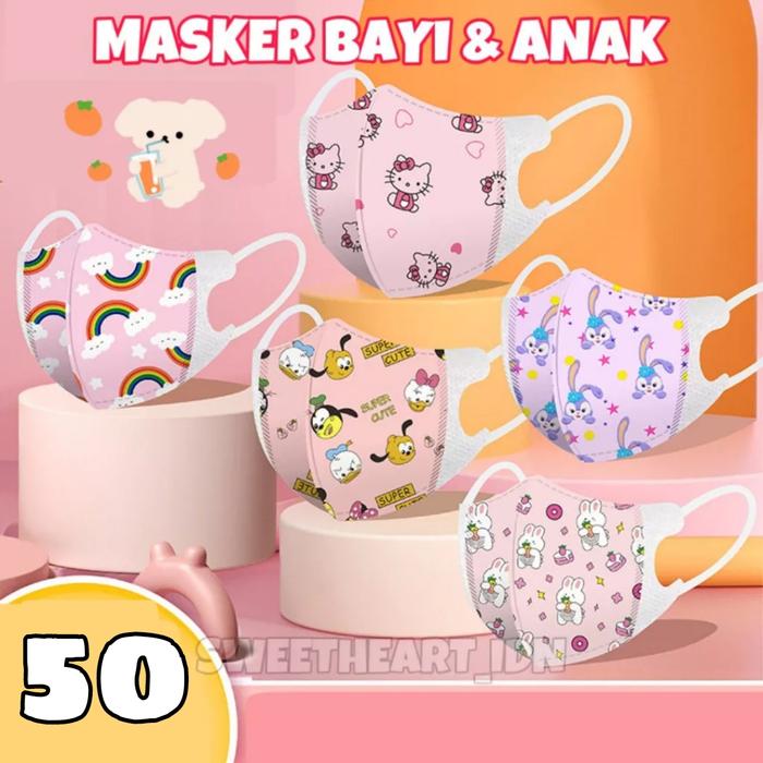 masker bayi duckbill 50 pcs / masker anak duckbill 3ply  50 pcs