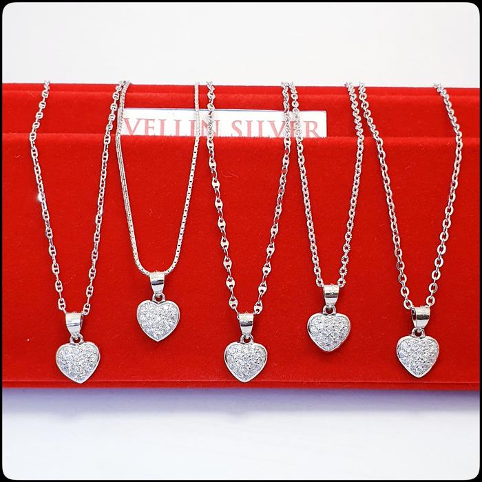 KALUNG + LIONTIN LOVE PERAK 925 LAPIS EMAS PUTIH / KL187
