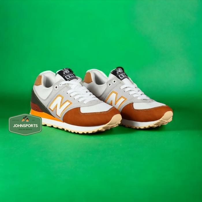 Sepatu Kasual Pria NB 574 Encap Grey Brown Gold Green Abu Coklat Hijau