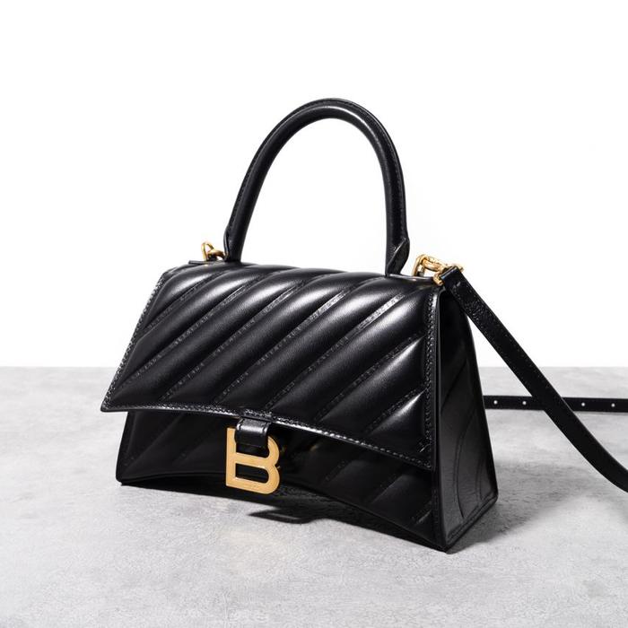 BALENCIAGA Hourglass small quilted calf leather ghw Black