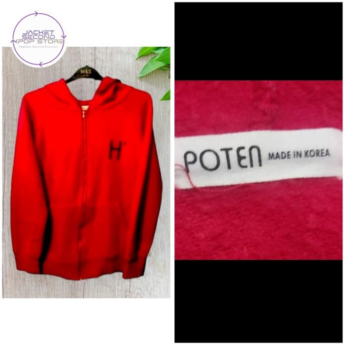Jacket Zip Hoodie Casual Second Branded Poten Red Korea M - L du1