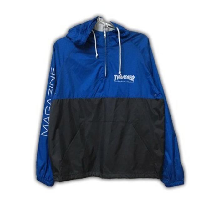 Best seller THRASHER MAG LOGO ANORAK COACH JACKET NAVY GREY (US)