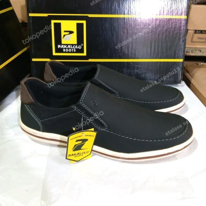 TERLARIS sepatu Casual kulit merk Pakalolo Boots hitam 6559 Original