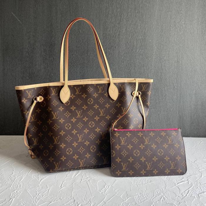 bag LV tas Neverfull MM Monogram / Pivoine