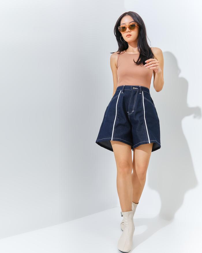 JINZU - Yuta Short - Celana Pendek Jeans White Line
