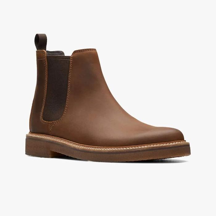 CLARKS Clarkdale Easy Original Chelsea Boots Wanita Leather - Beeswax