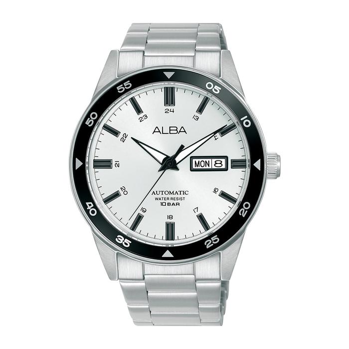 ALBA AL4599X1 MEN ANALOG AUTOMATIC SILVER WHITE DIAL AL4599 ORIGINAL