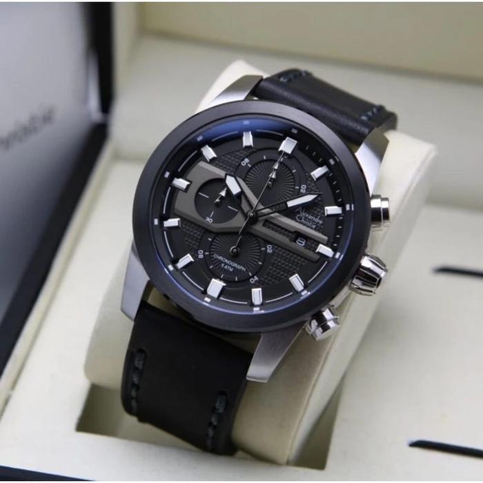 Jam Tangan Pria Alexandre Christie AC 6559 Original - Black Silver