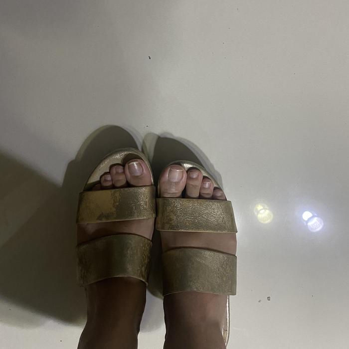 sepatu wanita ALDO wedges antique gold emas antik 10cm ukuran 36 / 5
