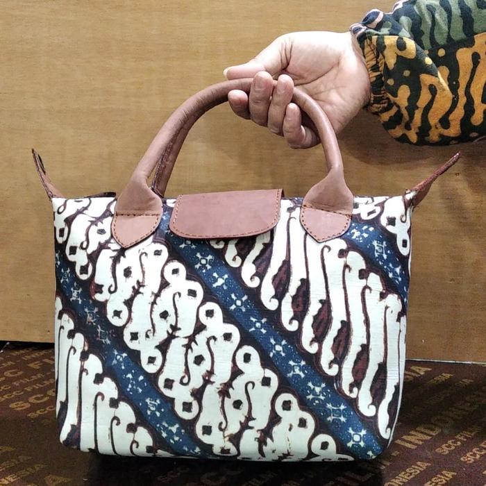 tas batik wanita - tas batik kombinasi kulit sapi - tas batik