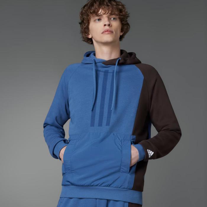 Jaket Adidas COLORBLOCK FRENCH TERRY HOODIE Blue Wonder Steel ORIGINAL