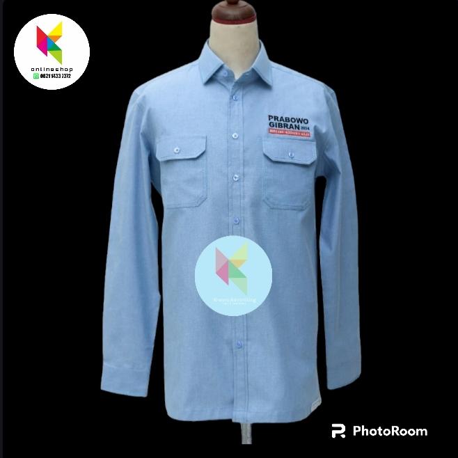 kemeja Prabowo Gibran seragam Prabowo Gibran baju biru lengan panjang