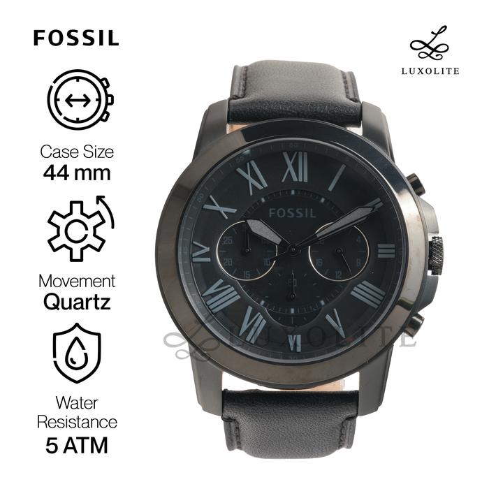 Jam Tangan Pria Fossil Grant Chronograph Black Leather FS5132