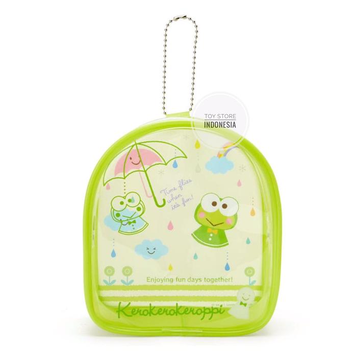 ORIGINAL SANRIO KEROPPI POUCH HAPPY RAINY DAYS MULTIFUNCTION BAGCHARM RAIN POUCH BAG TEMPAT BONEKA