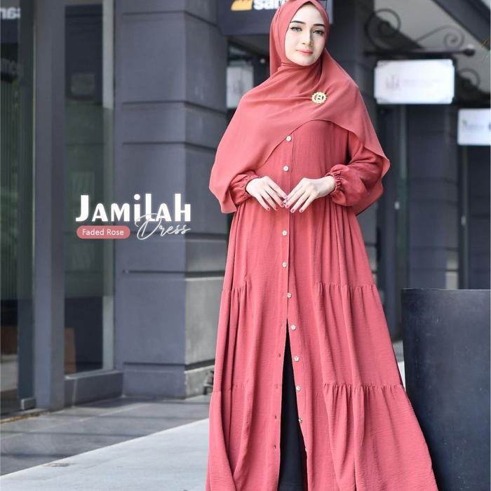 Dres Baju Gamisset Pashmina Lebaran Jamilah Dress by J&Q/Elmumtaza