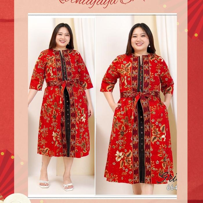 dress batik super jumbo natal/imlek 533 AWZ