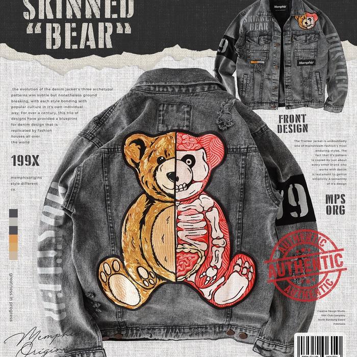 Ripped Denim Jacket  Memphis Origins - Skinned Bear [LIMITED EDITION]