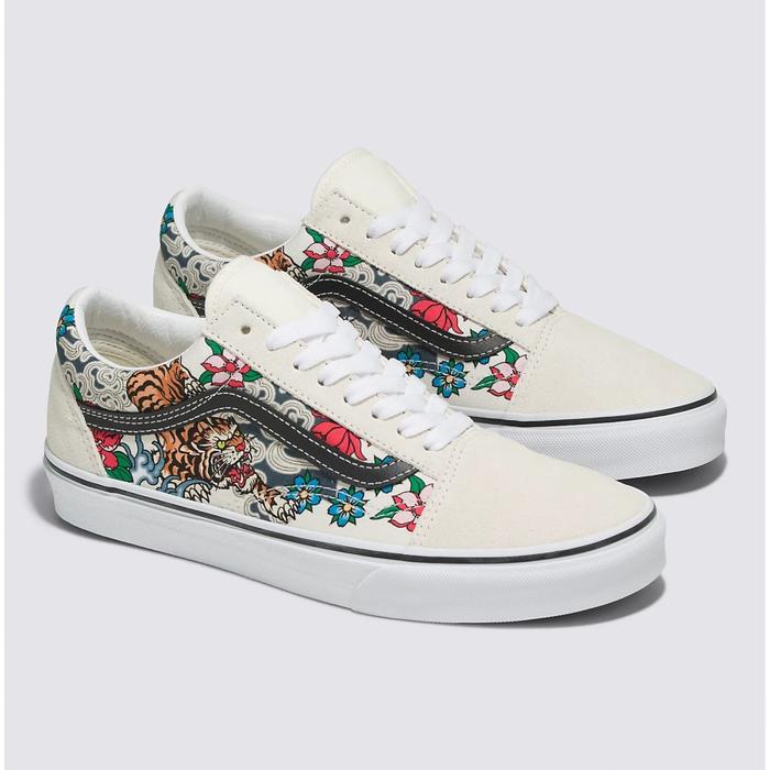 VANS OLD SKOOL TIGER FLORAL MULTI TRUE WHITE ORIGINAL RESMI