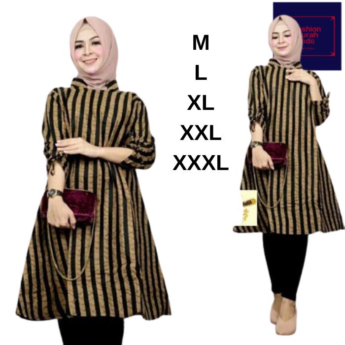 Gamis tunik batik lurik modern wanita m l xl xxl xxxl 2l 3l 2xl 3xl