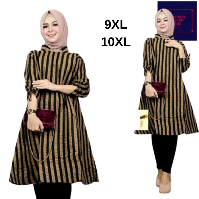 Gamis batik tunik lurik wanita besar jumbo modern 9xl 10xl 9l 10l