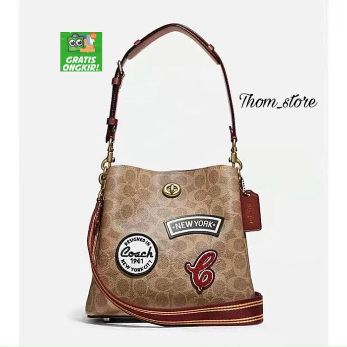 TAS WANITA C H C6868 SHOULDER BAG BUCKET WILLOW SIGNATURE CANVAS