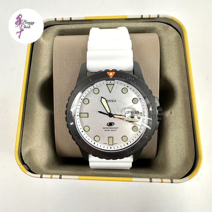 FOSSIL FS5999 Fossil Blue Three-Hand Date White Silicone Watch