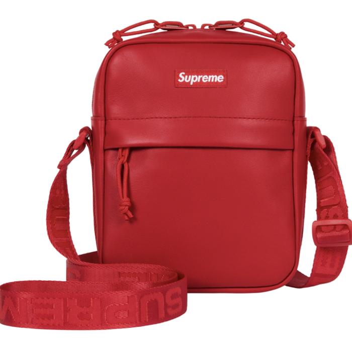 SUPREME LEATHER SHOULDER BAG FW23 RED TAS SELEMPANG ORI AUTHENTIC