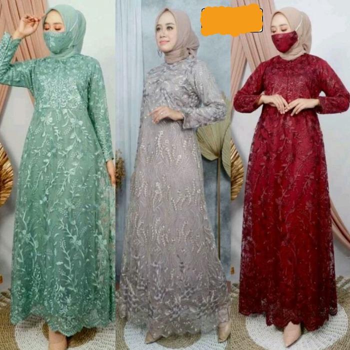 Maxi Dress Shermina Gamis Pesta Brukat Gamis Lebaran Gamis Terbaru