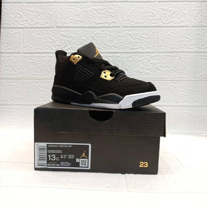 SEPATU KIDS NIKE JORDAN 4 RETRO BLACK GOLD ORIGINAL VIETNAM BNIB