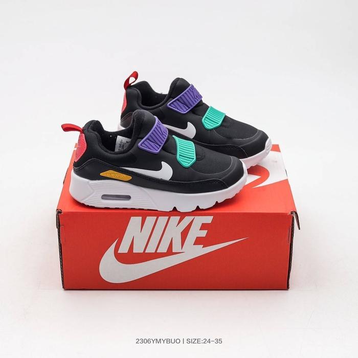 SEPATU KIDS AIR MAX 90 BLACK MULTI COLOR ORIGINAL VIETNAM BNIB