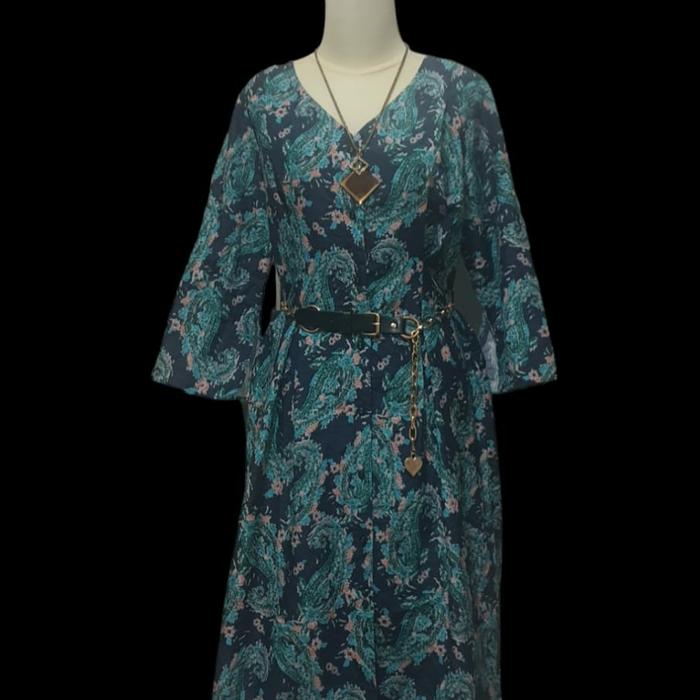 Dress Wanita Batik Hijau Tosca
