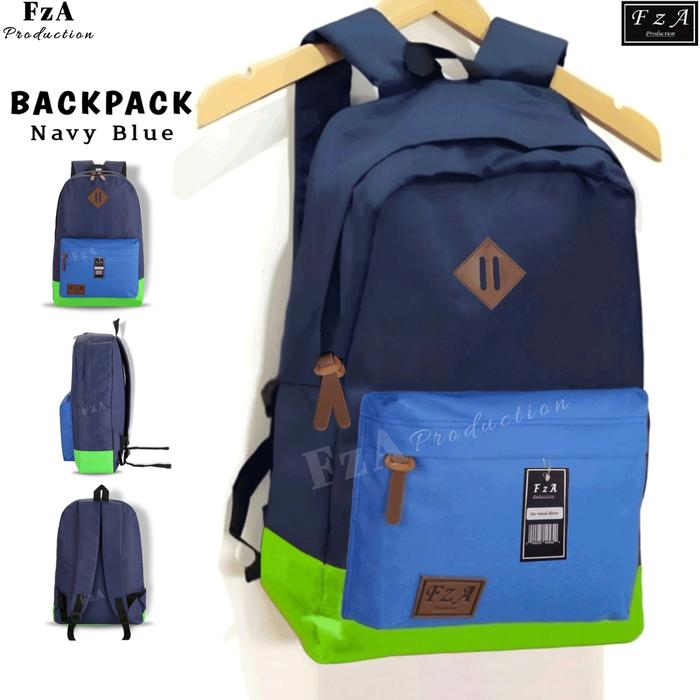 Tas Ransel Distro Casual Pria Wanita Original FzA-Navy Blue Fz