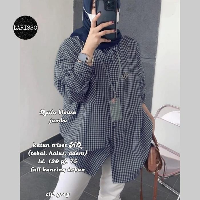 Shirt kemeja wanita super jumbo bhn katun triset ld 130 pj 75