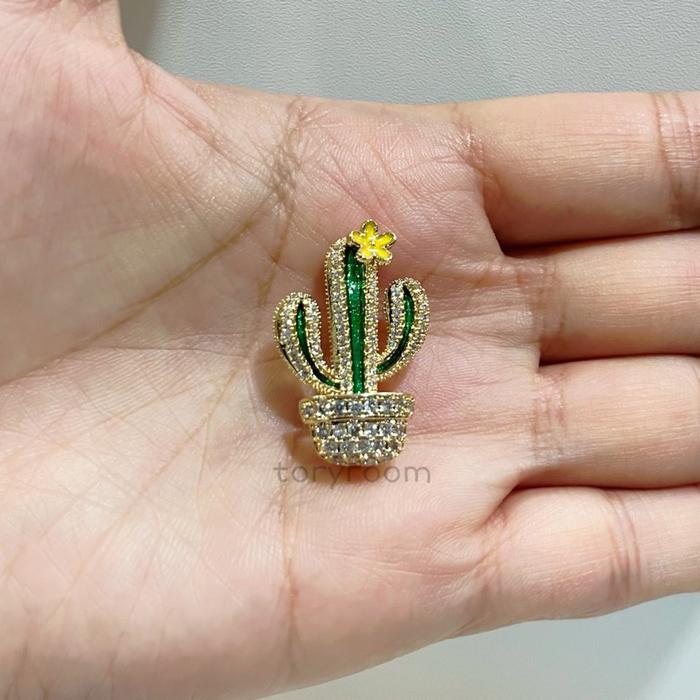 Bros mini zircon diamond model pot kaktus hijau