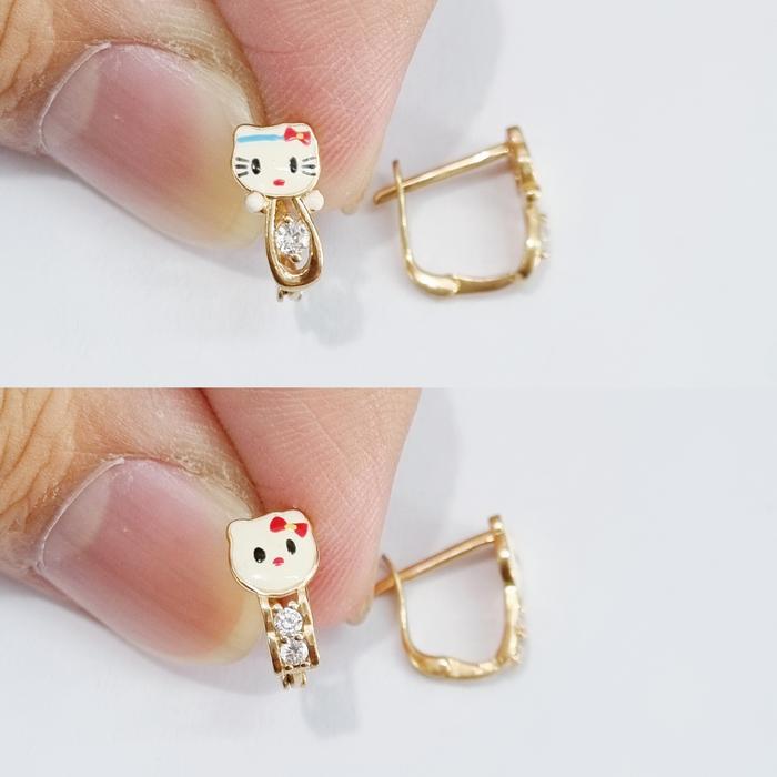Anting Emas Klip Jepit Anak-Anak Hello Kitty Kadar 37.5% 375 8K - X0