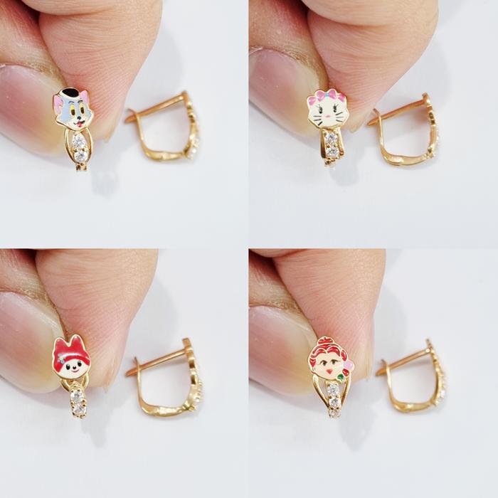 Anting Emas Klip Jepit Anak-Anak Karakter Kadar 37.5% 375 8K - X0