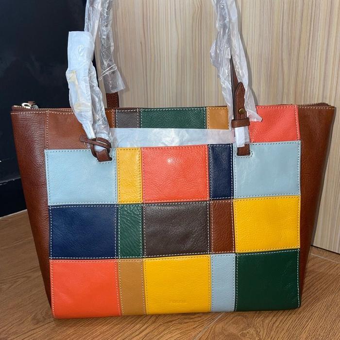 Fossil Rachel Tote Brown Patchwork PW