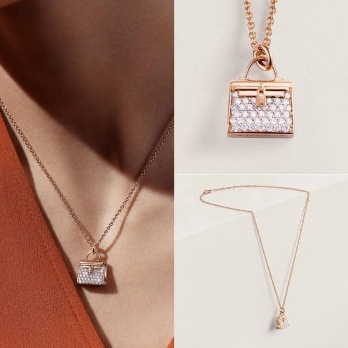 Hermes necklace Kelly amulettes pendant rosegold
