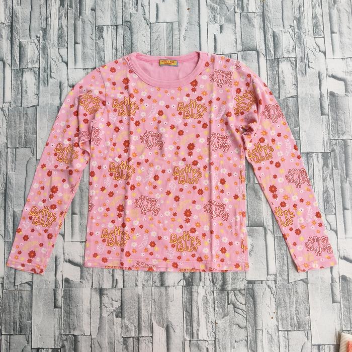 Betty BLue - Kaos panjang anak perempuan usia 10-12 th -pink bunga