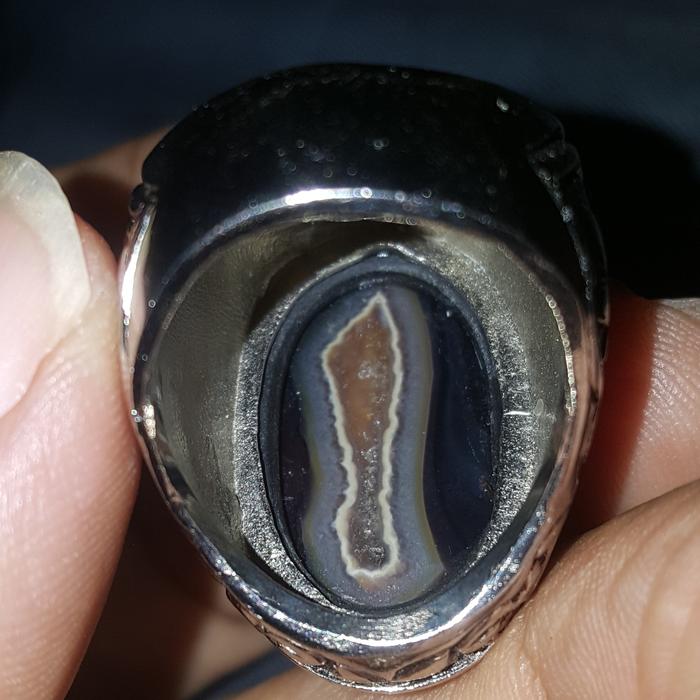 Cincin Batu Akik Sulaiman Daud Motif Pedang golok Pattimura Alami