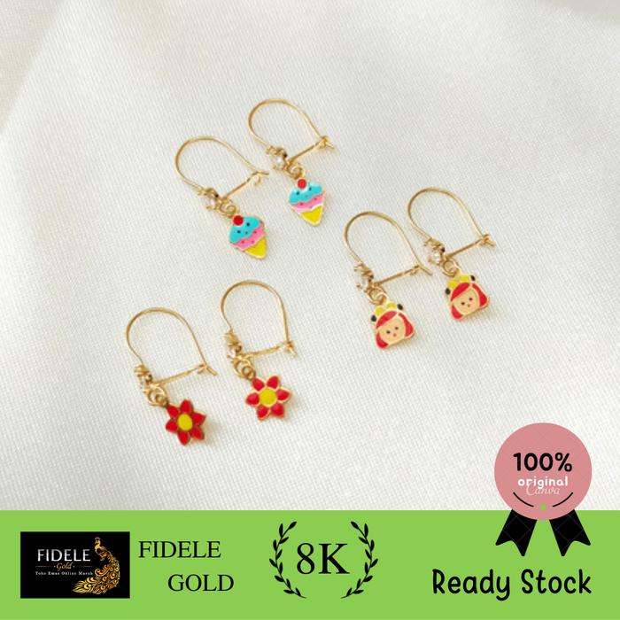 Anting anak fashion cat emas asli kadar muda 375