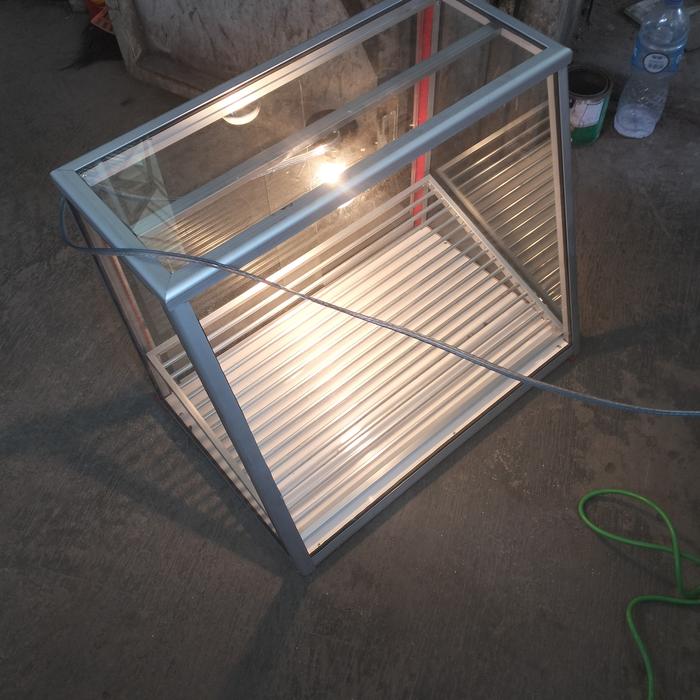etalase makanan atas meja chicken p.60 model miring lampu pemanas