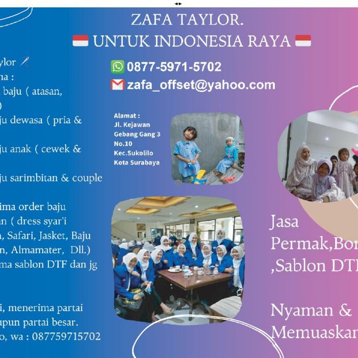ZAFA TAYLOR / JASA PERMAK,BORDIR,SABLON DTF