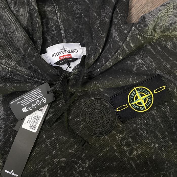 Supreme x Stone Island Hooded Sweatshirt Hoodie Black Original 100%