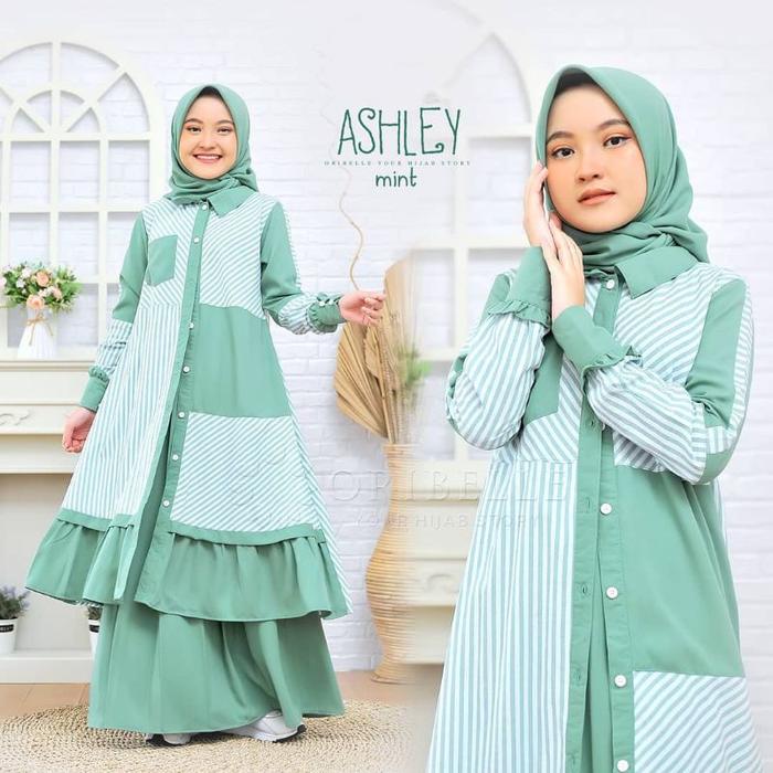 GAMIS MUSLIM WANITA ANAK REMAJA CRINGKEL HIJAU IJO MINT WARDAH SAGE