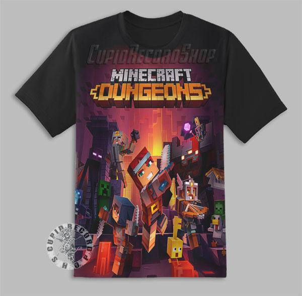 Kaos Mine craft Minicraft dungeons Baju anak Pakaian game anime 3D