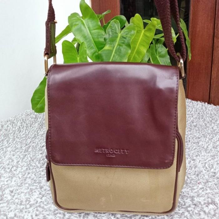 Second - tas branded - M€tro C!ty - kulit mix, tas selempang pria
