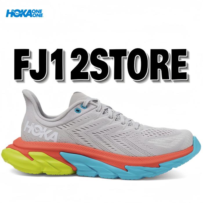 Hoka One One Clifton Edge Mens Road  Running Shoes - Lunar Rock/White